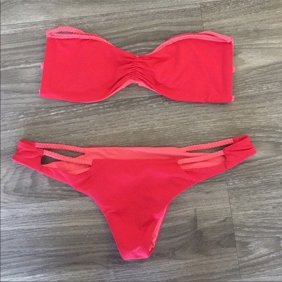 San Lorenzo Other - Reversible Strappy Bandeau Top & Bikini Bottom Set